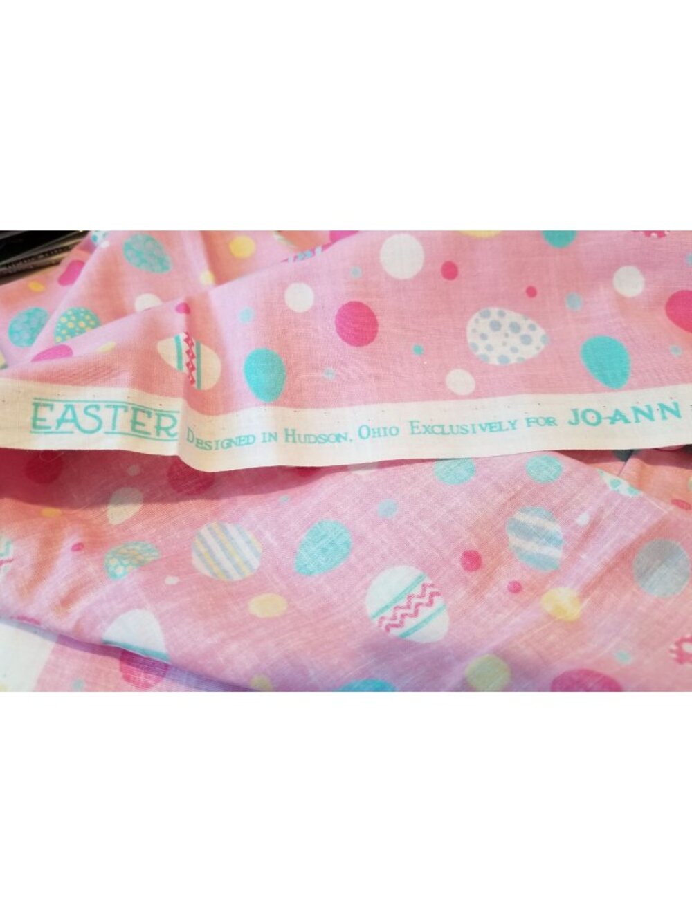 Material Pink Cotton Pink Easter Eggs Polka Dots Blue Pinks JoAnn Fabric 45" x